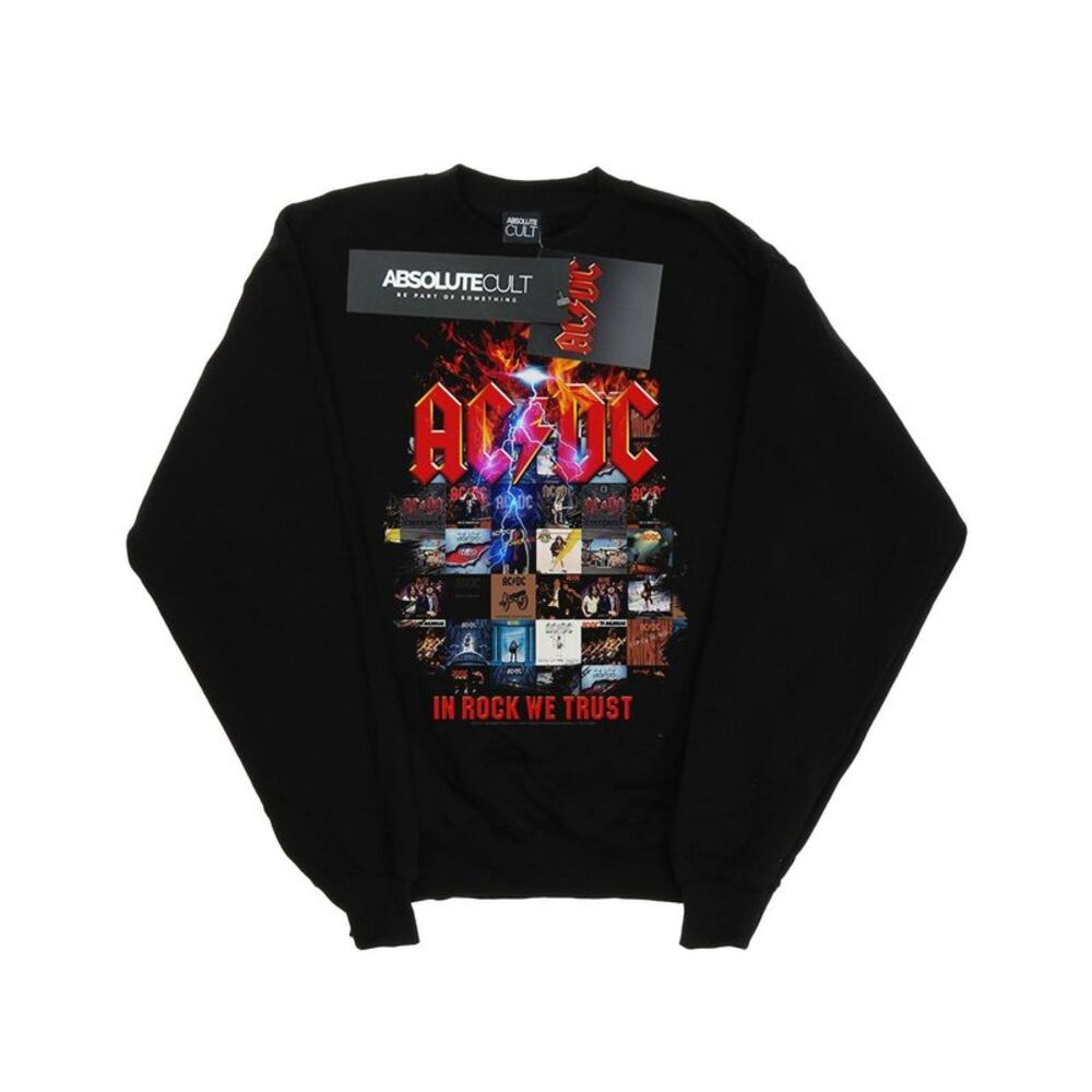 AC/DC Mens In Rock We Trust Album Cover Sweatshirt / Black